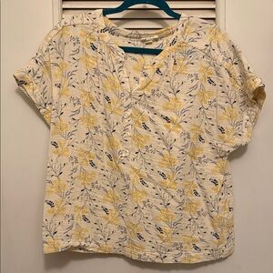 a.n.a Yellow and Blue Floral Blouse